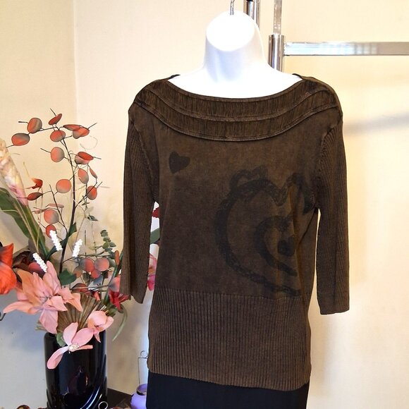 NWT Dark Brown 3/4 Sleeves Cardigan Knitwear Lightweight Ladies Sweater - Picture 5 of 8